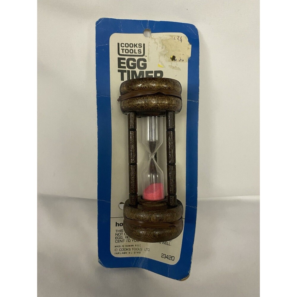 Vtg Colonial Style 3 Minute Egg Timer Hourglass Bulb In Wood Frame Hot Pink Sand